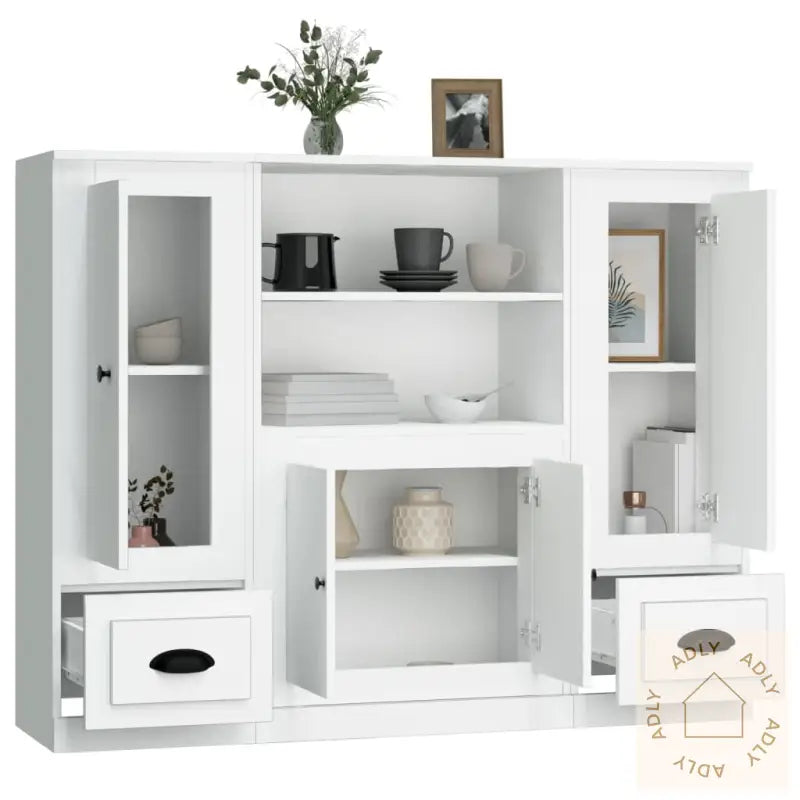 Highboards 3 Stk Hvit Konstruert Tre