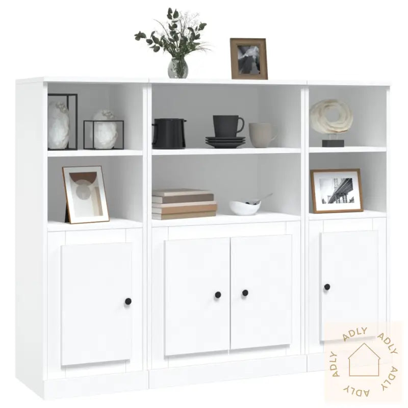 Highboards 3 Stk Hvit Konstruert Tre
