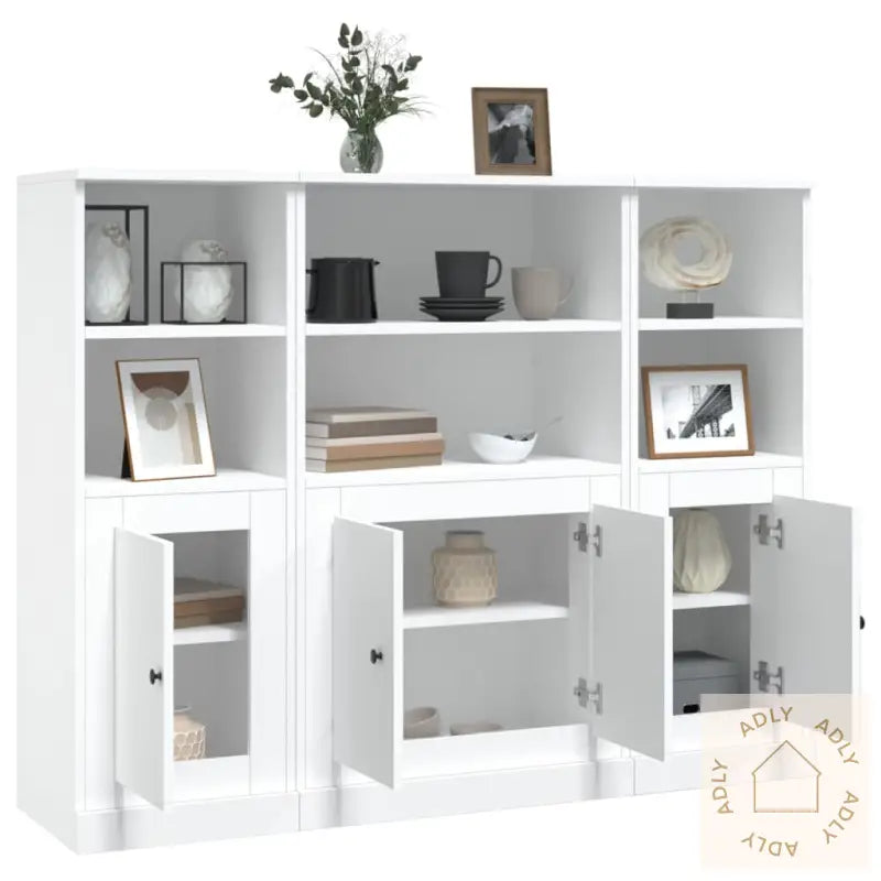 Highboards 3 Stk Hvit Konstruert Tre