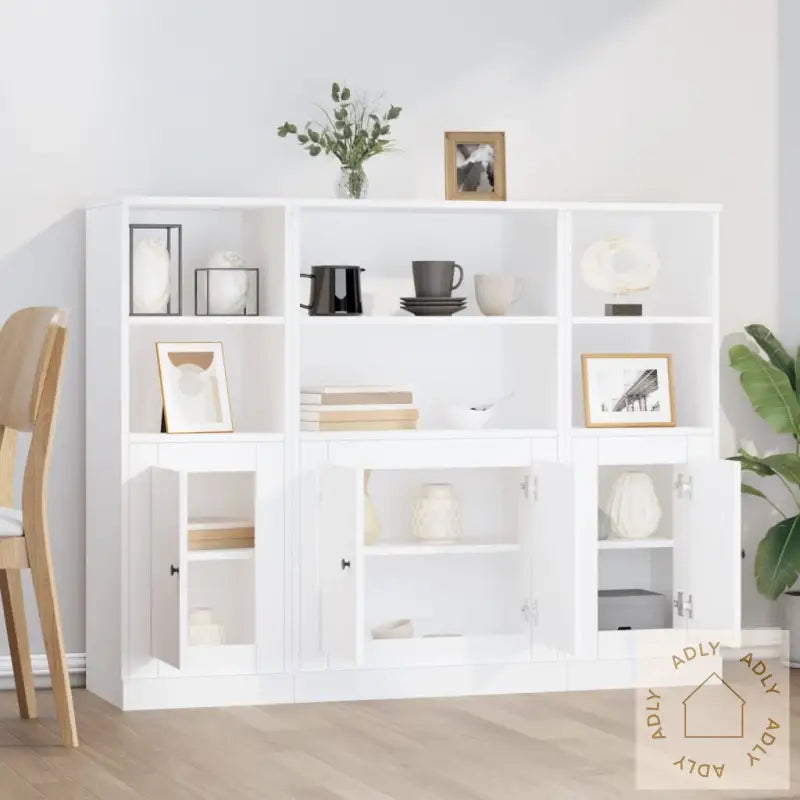 Highboards 3 Stk Hvit Konstruert Tre