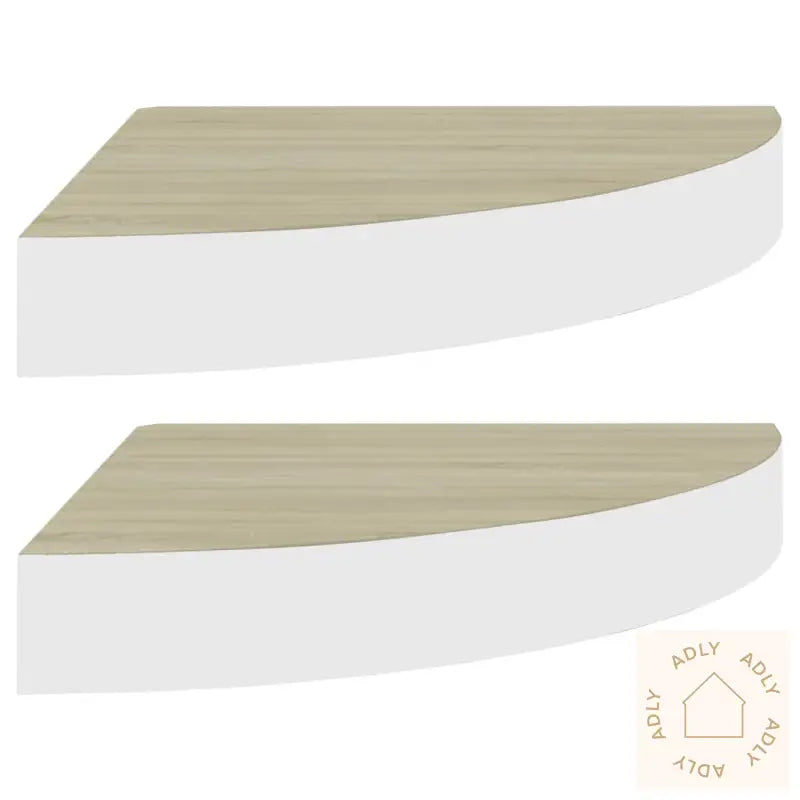 Hjørnehyller Vegghengt 2 Stk Eik Og Hvit 35X35X3,8 Cm Mdf