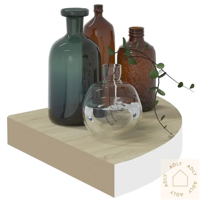 Hjørnehyller Vegghengt 2 Stk Eik Og Hvit 35X35X3,8 Cm Mdf