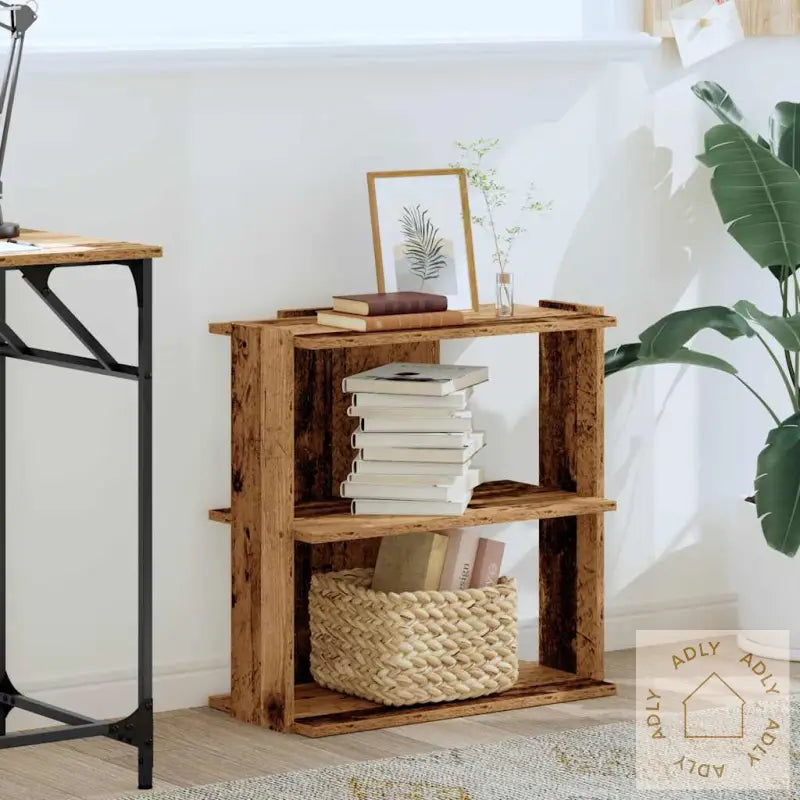 Bokhylle 3 Etasjer Gammelt Tre 60X30X60 Cm Konstruert Tre