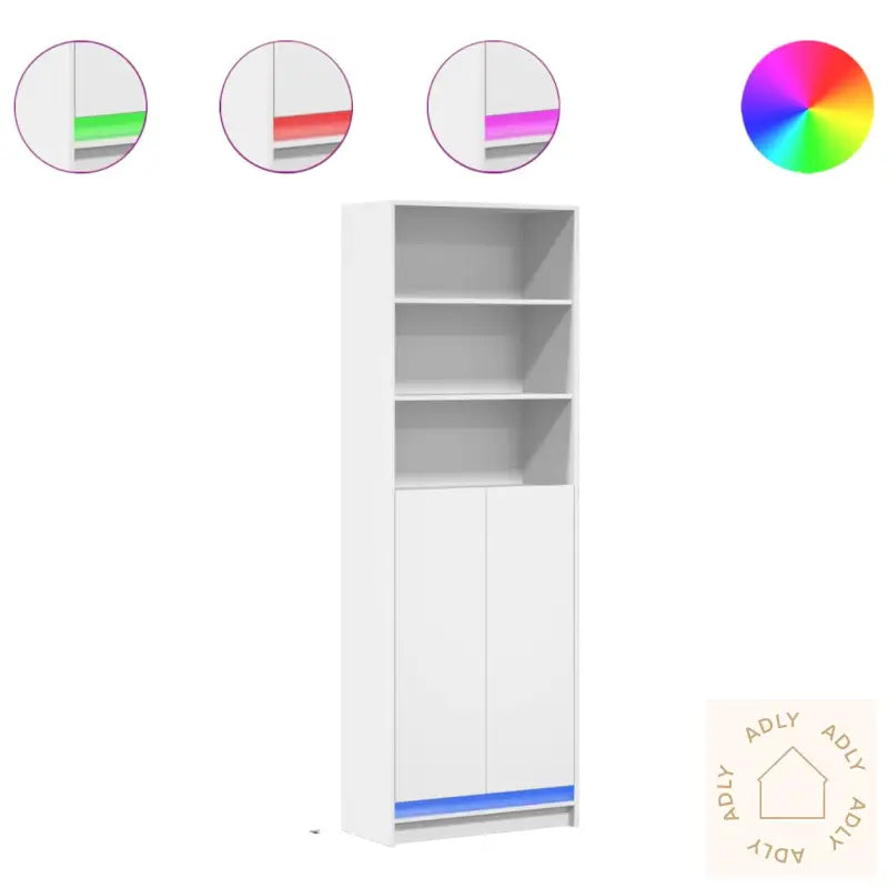 Garderobe Med Led Hvit 69X32,5X200 Cm Konstruert Tre