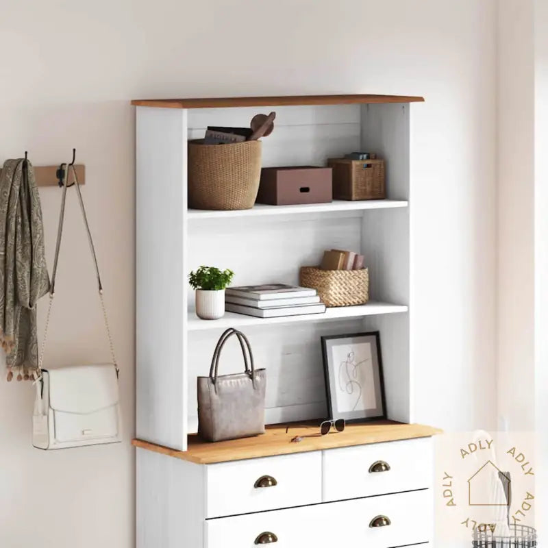 Hutch &quot;Askim&quot; Hvit 91X30X104 Cm Solide Tre Furu