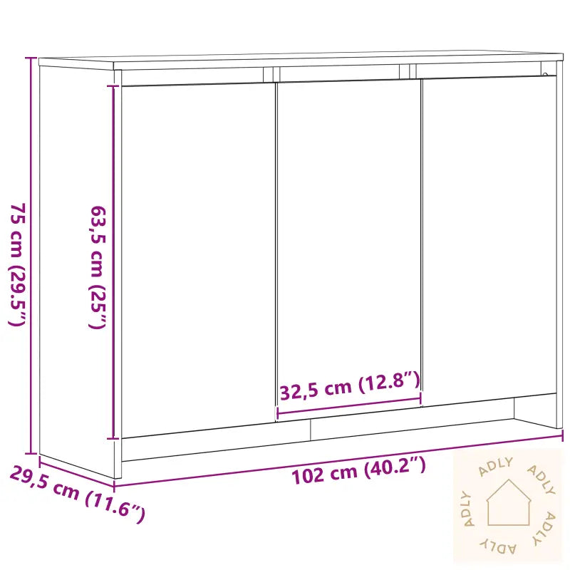 Sideboard I Svart Eik 102X33X75 Cm I Konstruert Tre