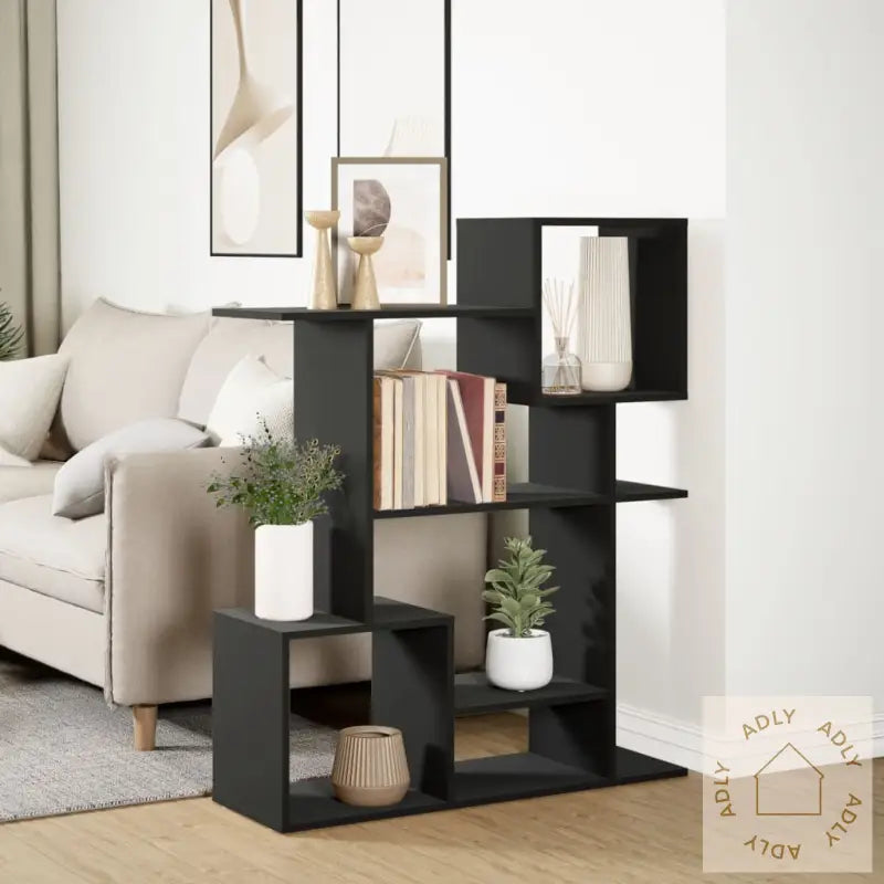 Romdeler Bokhylle Svart 92X29X112 Cm Konstruert Tre
