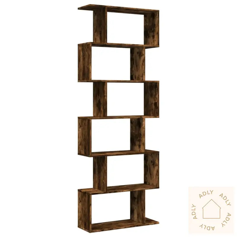 Romdeler Bokhylle 6 Lag Røkt Eik 70X24X193 Cm Konstruert Tre