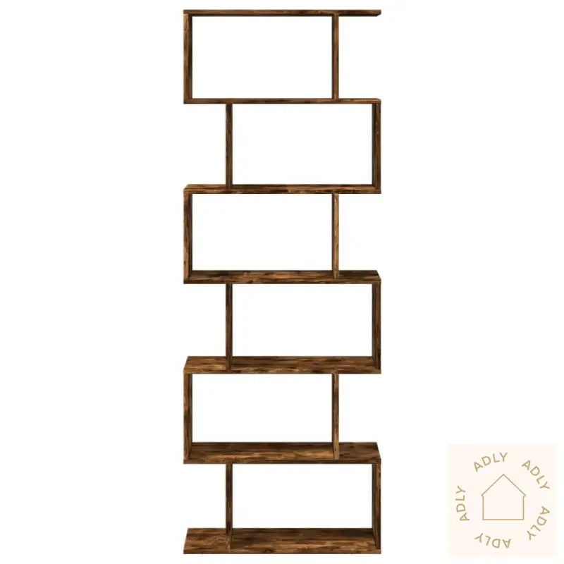 Romdeler Bokhylle 6 Lag Røkt Eik 70X24X193 Cm Konstruert Tre