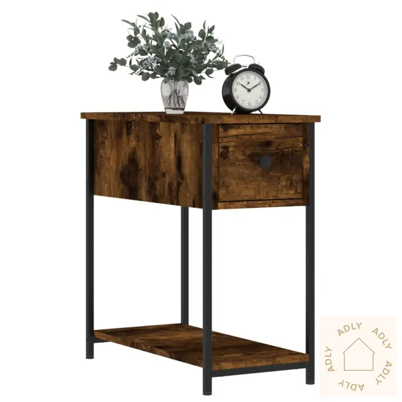 Nattbord 2 Stk Røkt Eik 30X60X60 Cm Konstruert Tre