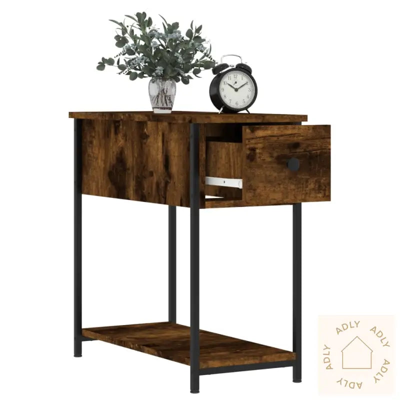 Nattbord 2 Stk Røkt Eik 30X60X60 Cm Konstruert Tre
