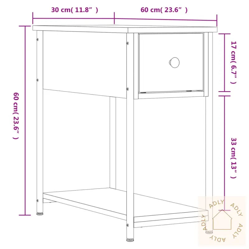 Nattbord 2 Stk Røkt Eik 30X60X60 Cm Konstruert Tre