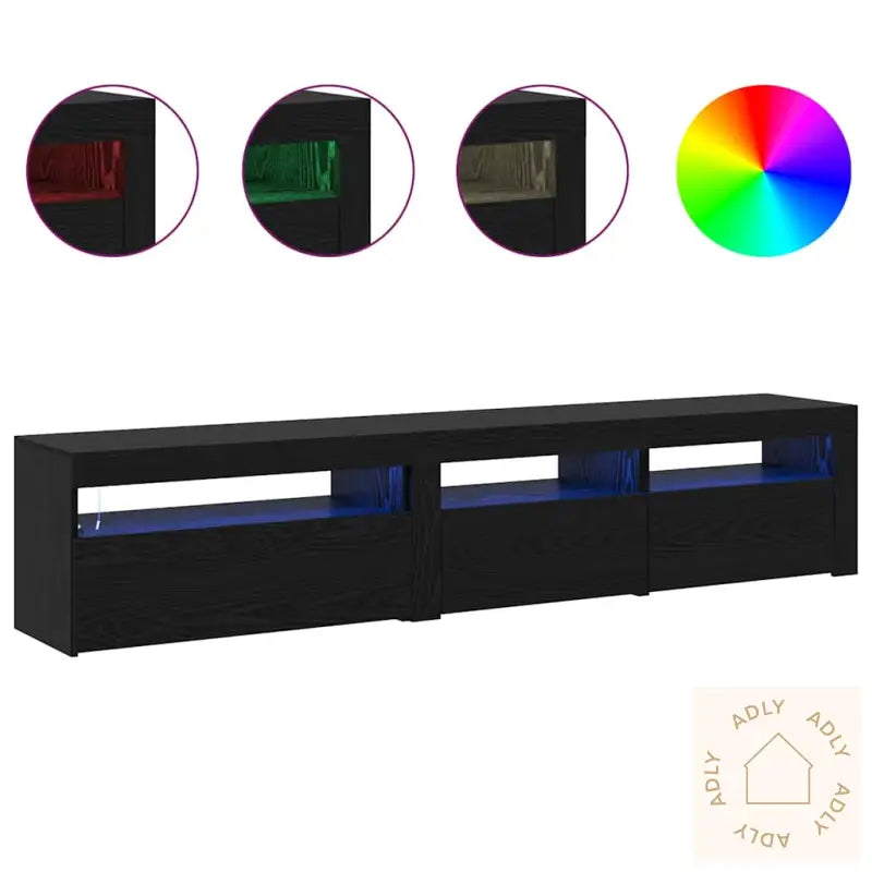 Tv-Stativer 2 Stk Med Led-Lamper I Svart Eik Og Konstruert Tre