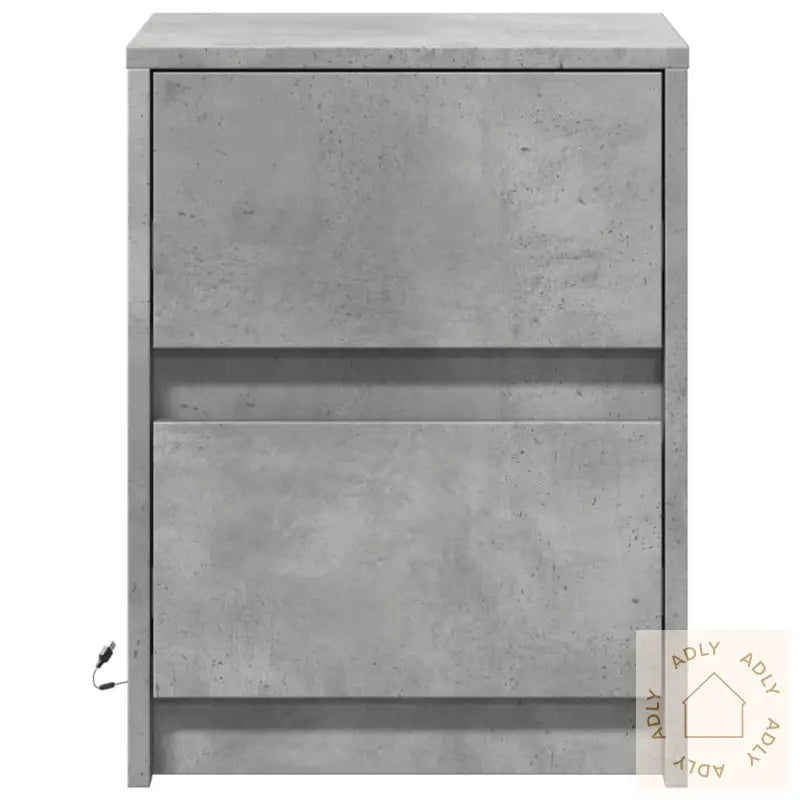 Nattbord Med Led 2 Stk Betonggrå Konstruert Tre