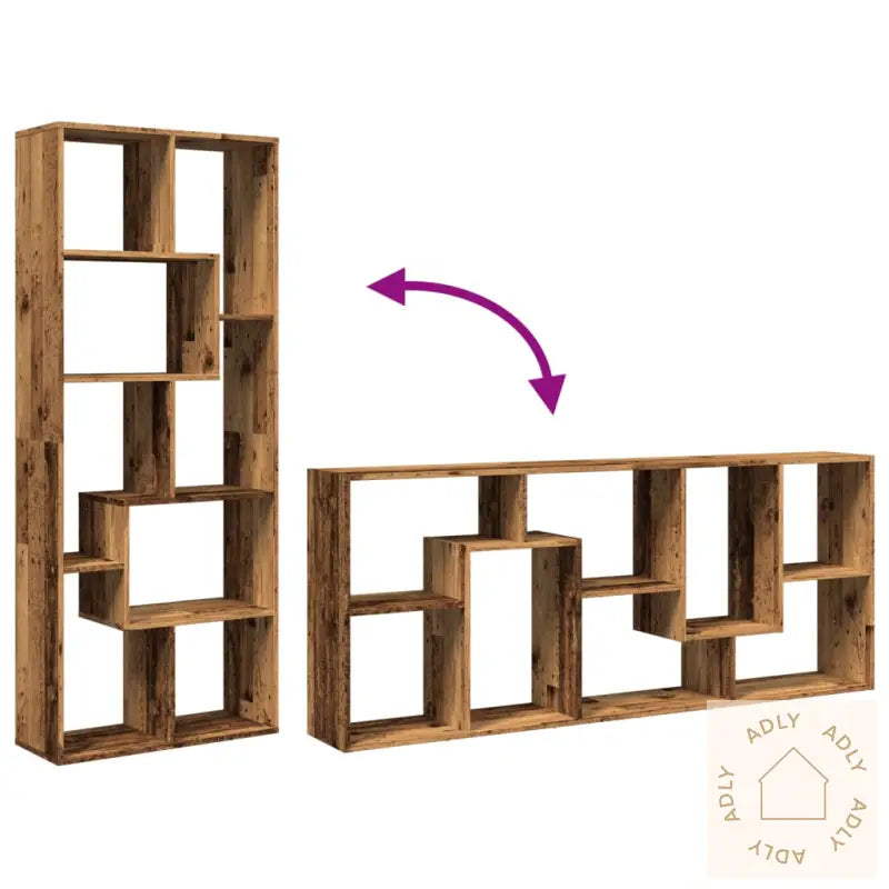 Romdeler Bokhylle Gammel Tre 67X25X161,5 Cm Konstruert Tre