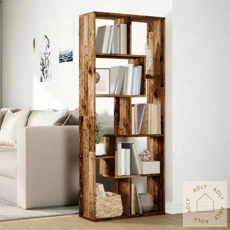 Romdeler Bokhylle Gammel Tre 67X25X161,5 Cm Konstruert Tre