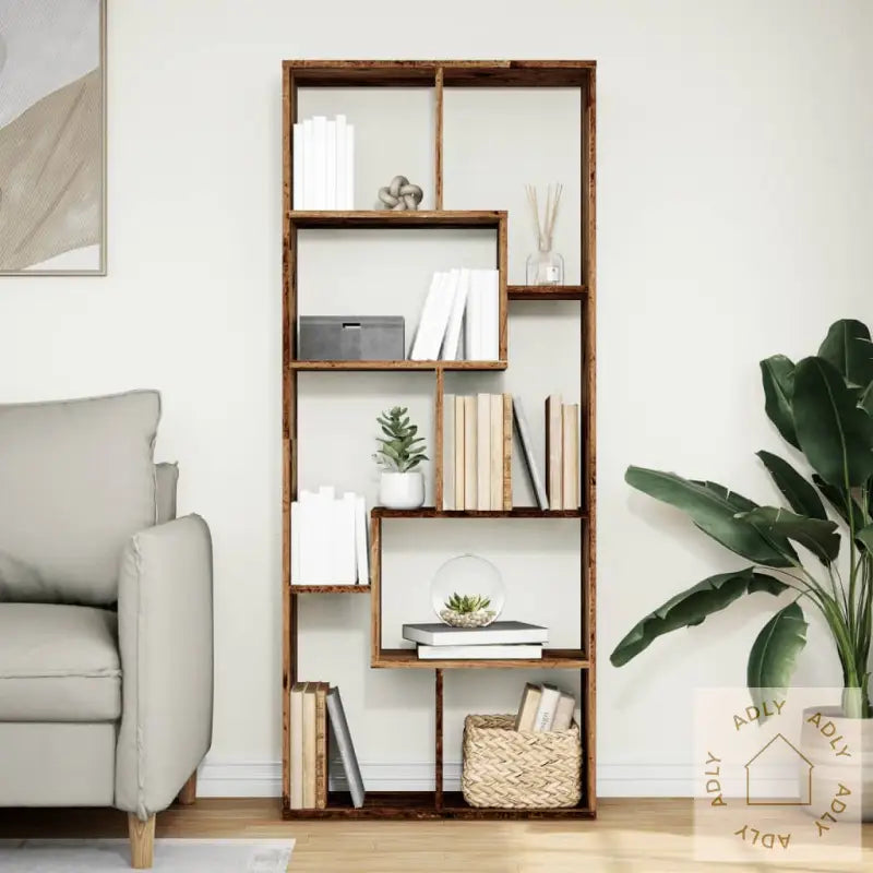 Romdeler Bokhylle Gammel Tre 67X25X161,5 Cm Konstruert Tre