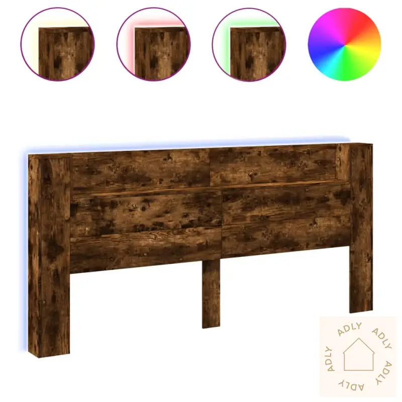 Hodegavl Skap Med Led Røkt Eik 220X16,5X103,5 Cm