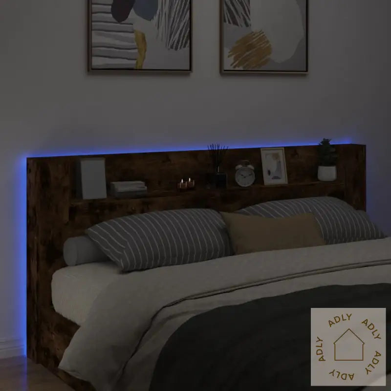 Hodegavl Skap Med Led Røkt Eik 220X16,5X103,5 Cm
