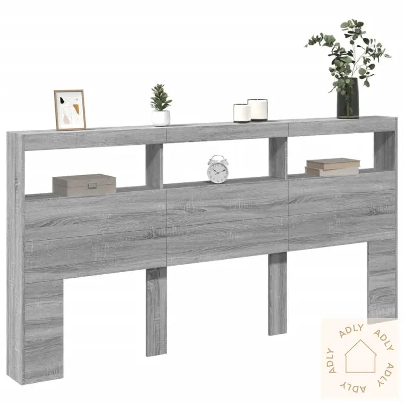 Hodegavl Skap Med Led Grå Sonoma 200X17X102 Cm