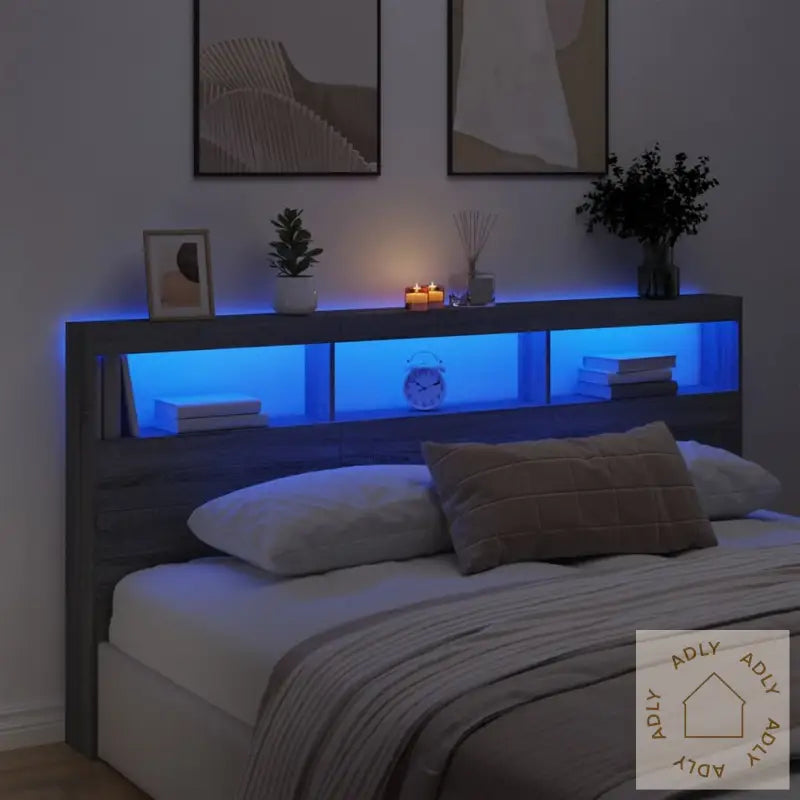 Hodegavl Skap Med Led Grå Sonoma 200X17X102 Cm