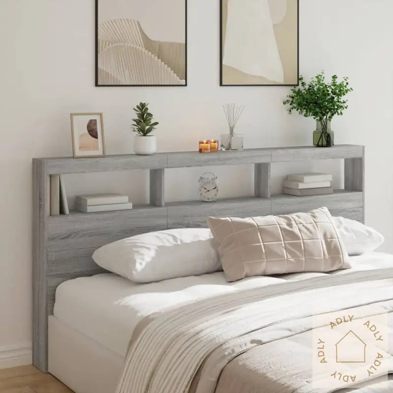 Hodegavl Skap Med Led Grå Sonoma 200X17X102 Cm