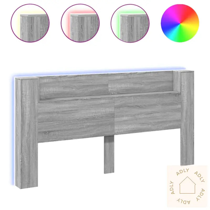 Hodegavl Skap Med Led Grå Sonoma 200X16,5X103,5 Cm