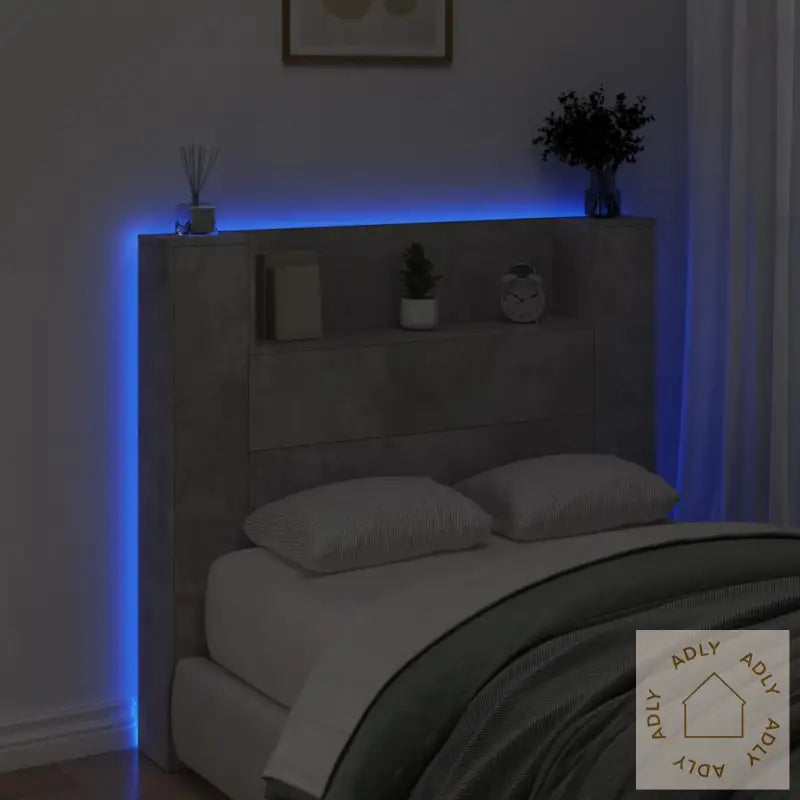 Hodegavl Skap Med Led Betonggrå 120X16,5X103,5 Cm