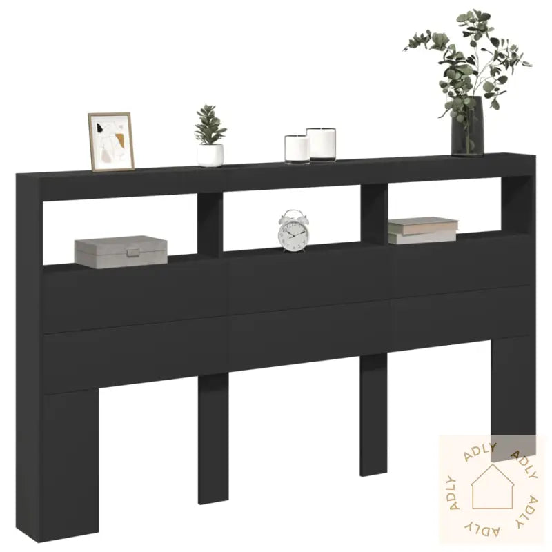 Hodegavl Skap Med Led Svart 180X17X102 Cm