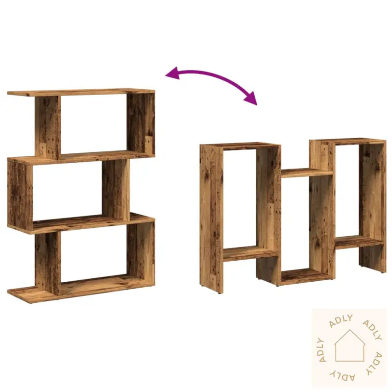 Romdeler Bokhylle 3 Lag Gammelt Tre 70X24X97 Cm Konstruert Tre