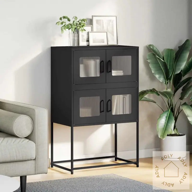 Highboard Sort 68X39X107 Cm Stål