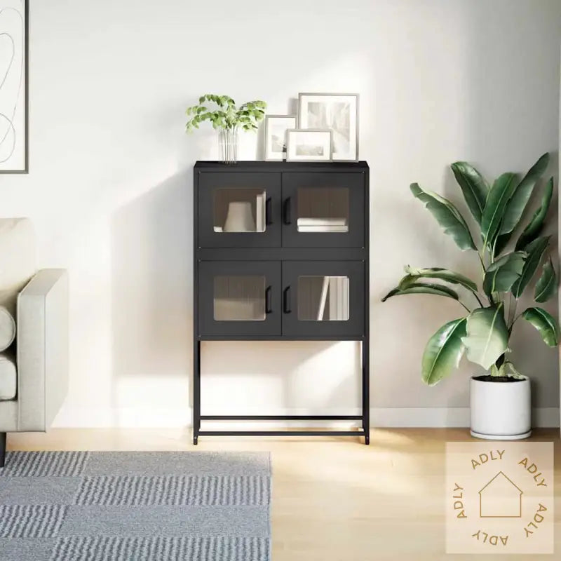 Highboard Sort 68X39X107 Cm Stål