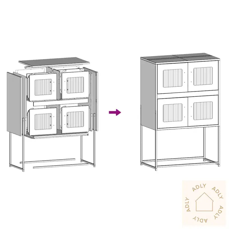 Highboard Sort 68X39X107 Cm Stål