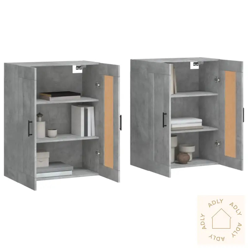 Veggskap 2 Stk Betonggrå Konstruert Tre