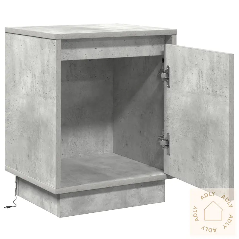 Betong Nattbord Med Led Lys Grå 39X34,5X50 Cm