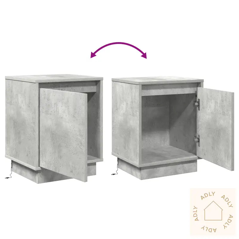 Betong Nattbord Med Led Lys Grå 39X34,5X50 Cm