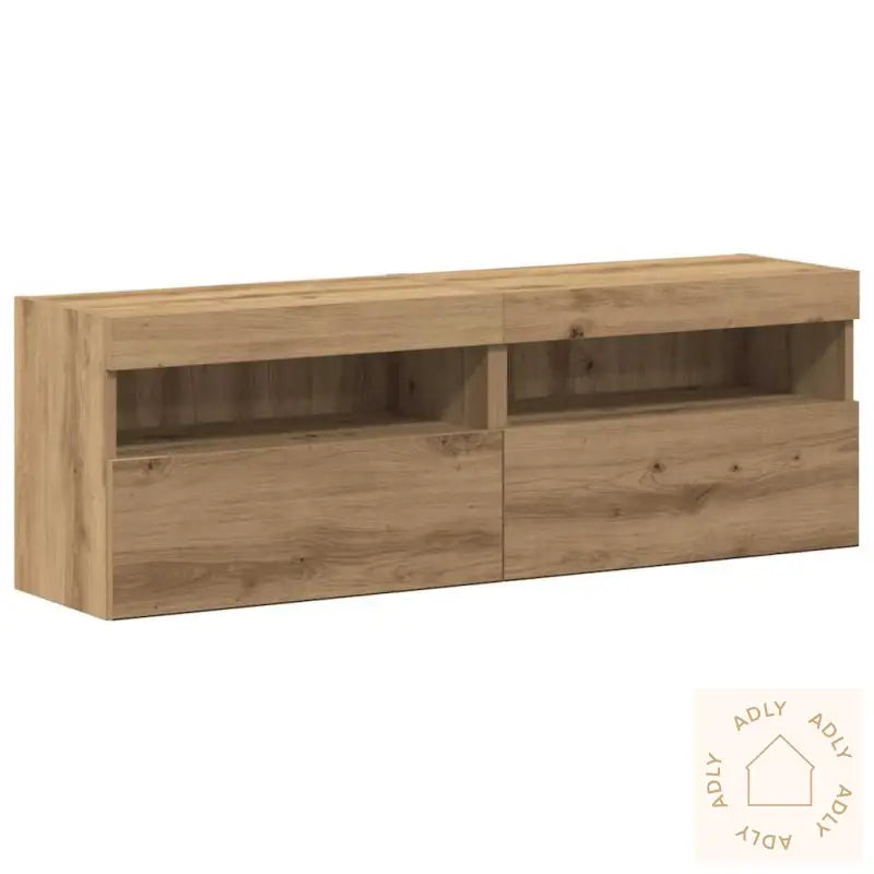 Tv Veggskap Med Led-Lys 2 Stk Artisan Eik 80X30X30 Cm