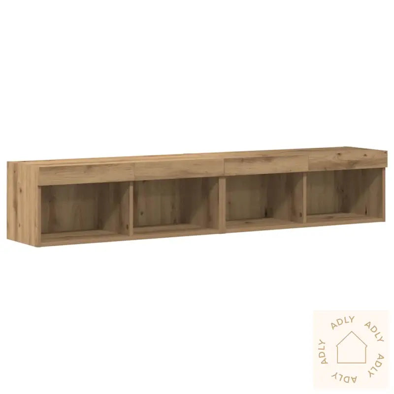 Tv Veggskap Med Led-Lys 2 Stk Artisan Eik 80X30X30 Cm
