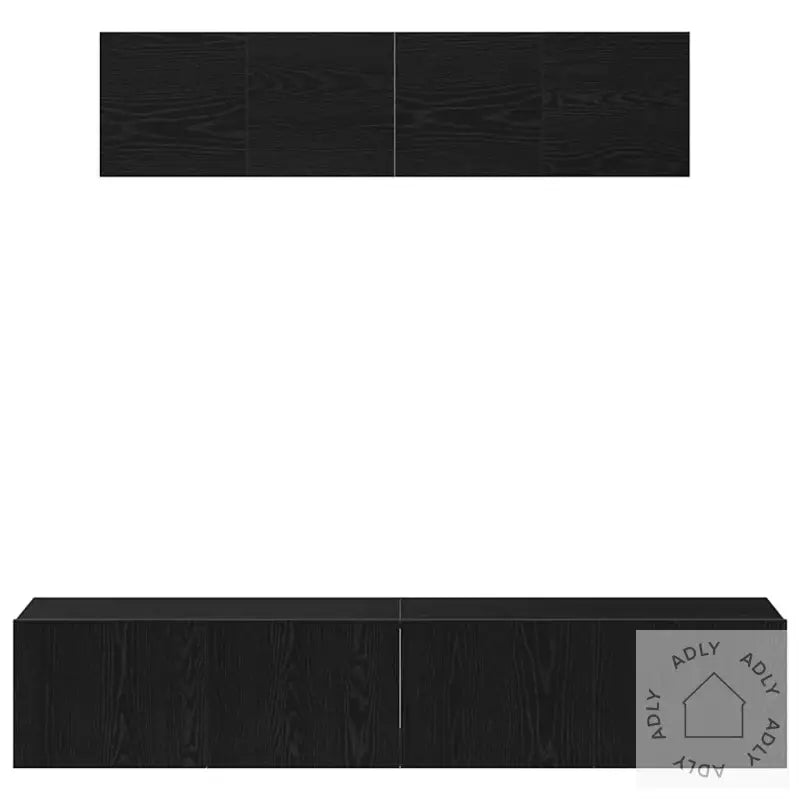 6-Delt Tv-Skapsett - Veggmontert, Svart Eik, Konstruert Tre
