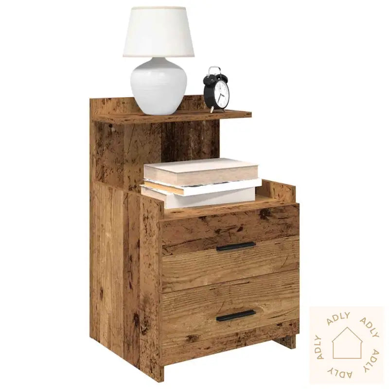 Nattbord 2 Stk Med 2 Skuffer Gammelt Tre 40X36,5X62 Cm