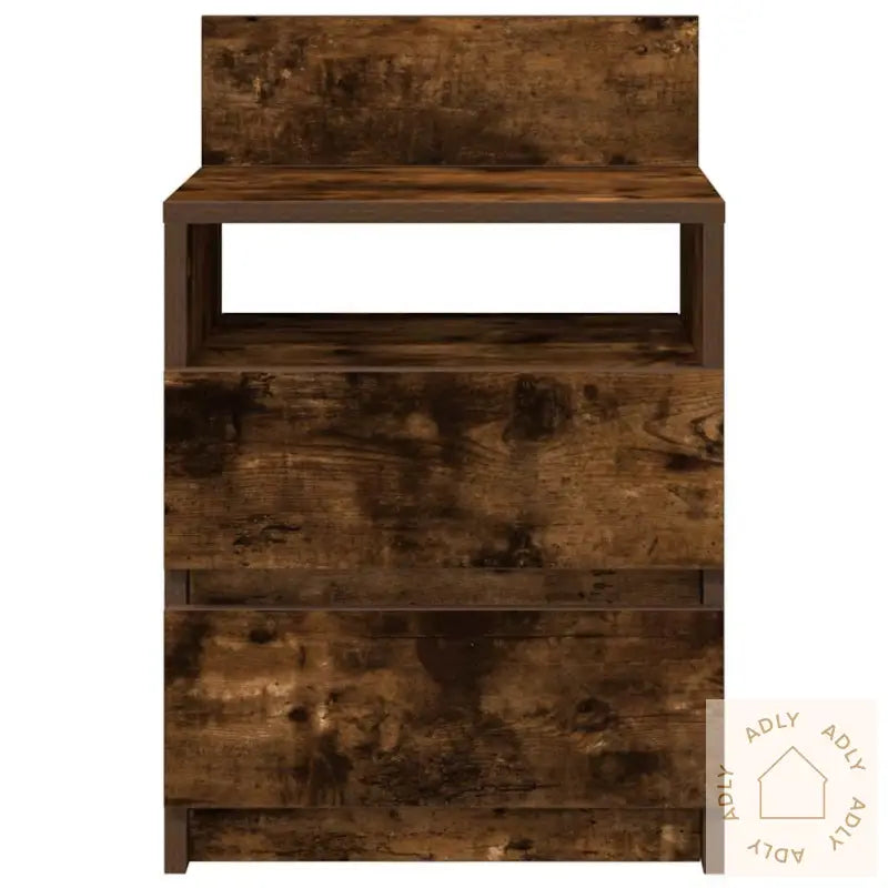 Nattbord 2 Stk Med 2 Skuffer Røkt Eik 40X33X60 Cm