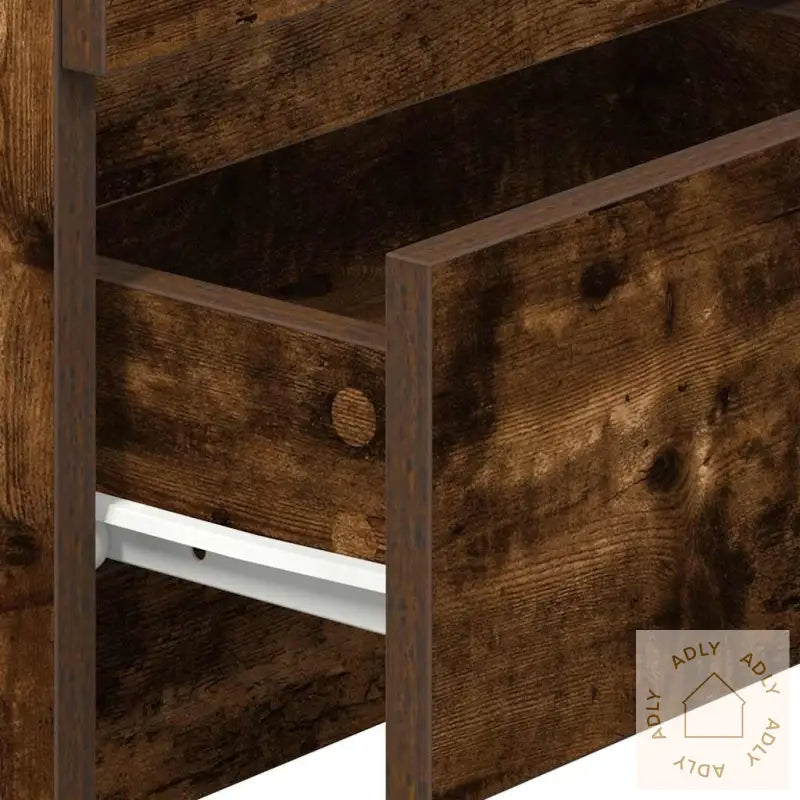 Nattbord 2 Stk Med 2 Skuffer Røkt Eik 40X33X60 Cm