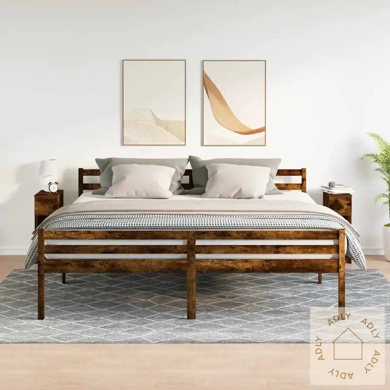 Nattbord Med Skuff 2 Stk Røkt Eik 20X36X60 Cm