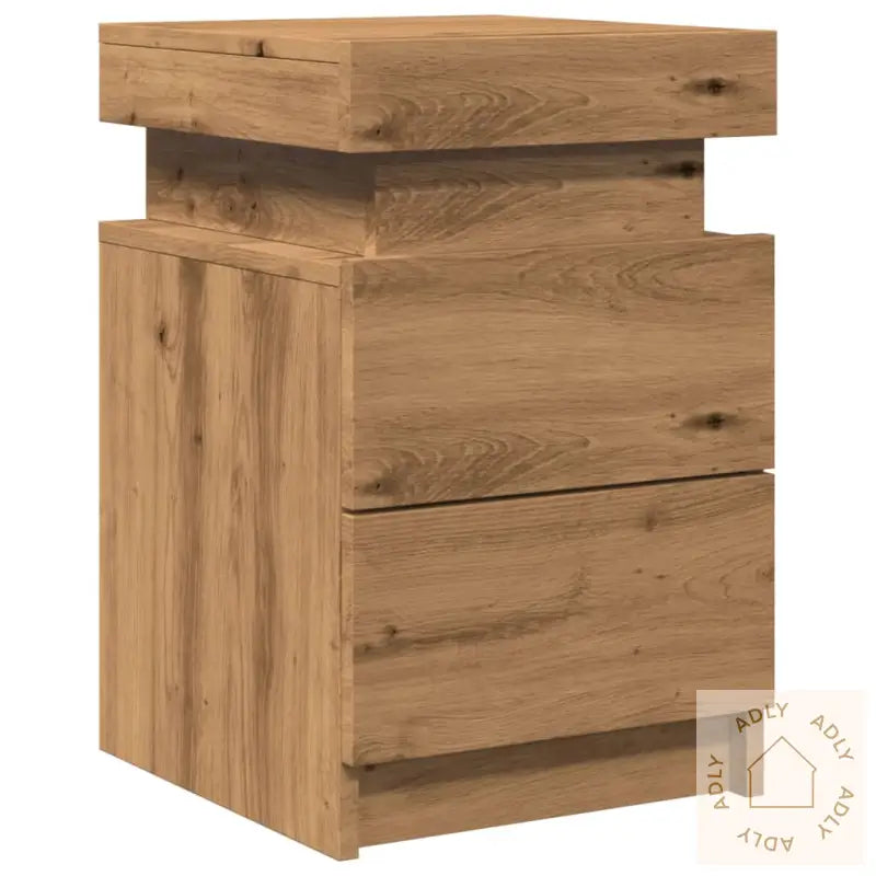 Nattbord 2 Stk Med Led Artisan Eik 35X39X55 Cm Konstruert Tre