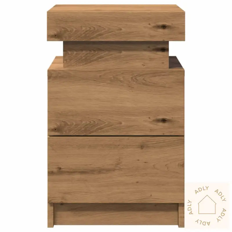 Nattbord 2 Stk Med Led Artisan Eik 35X39X55 Cm Konstruert Tre