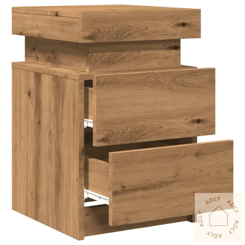 Nattbord 2 Stk Med Led Artisan Eik 35X39X55 Cm Konstruert Tre