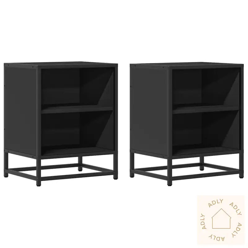 Nattbord 2 Stk Svart 40X31X50 Cm Heltre Furu Og Metall
