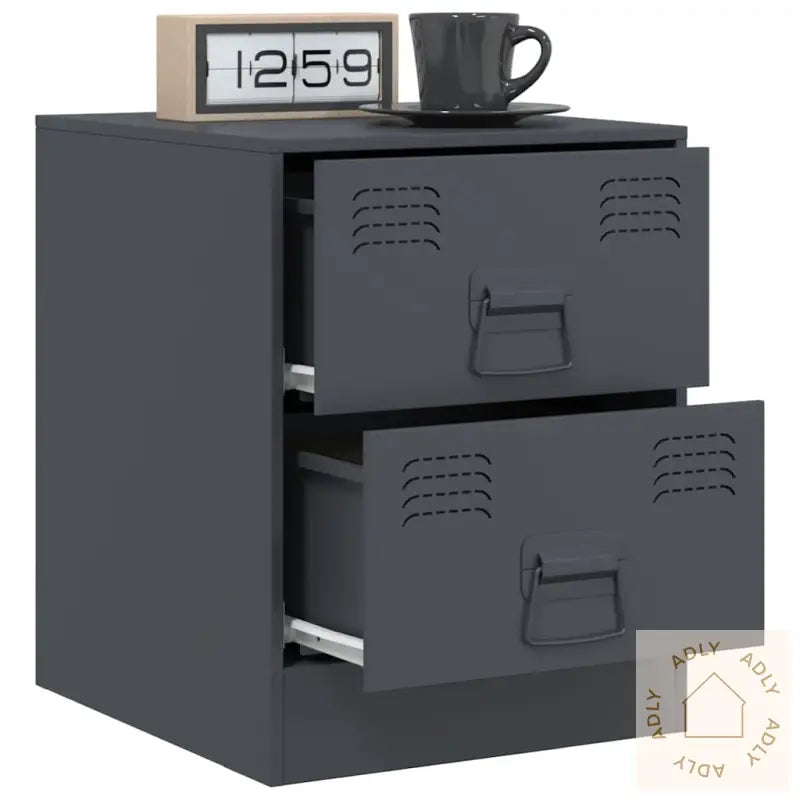 Nattbord 2 Stk Antrasitt 34,5X39X44 Cm Stål