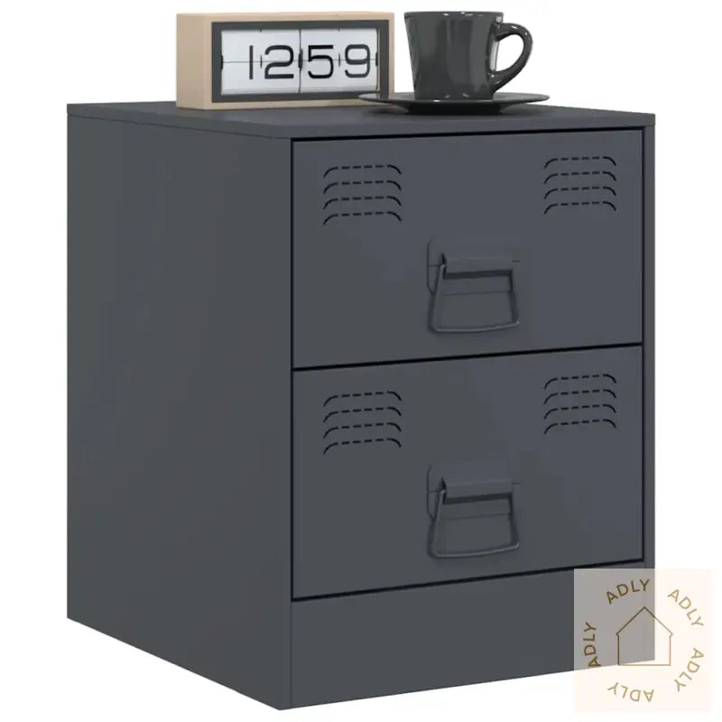 Nattbord 2 Stk Antrasitt 34,5X39X44 Cm Stål