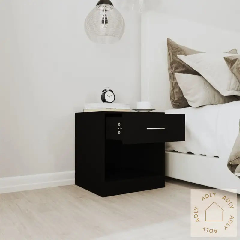 Nattbord 2 Stk Med Skuff Svart